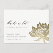 GLAMOROUS BLEEK GOLD WHITE LOTUS FLORAL DANK U BRIEFKAART (Voorkant)