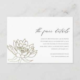 GLAMOROUS BLEEK GOLD WHITE LOTUS FLORAL DETAIL INFORMATIEKAARTJE
