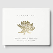 GLAMOROUS BLEEK GOLD WHITE LOTUS FLORAL MONOGRAM GASTENBOEK (Voorkant)