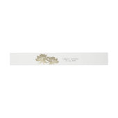 GLAMOROUS BLEEK GOLD WHITE LOTUS FLORAL MONOGRAM UITNODIGINGEN WIKKEL (Vlak)