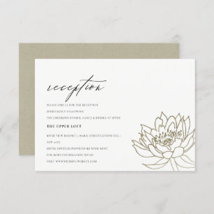 GLAMOROUS BLEEK GOLD WHITE LOTUS FLORAL RECEPT KAART