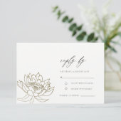 GLAMOROUS BLEEK GOLD WHITE LOTUS FLORAL RSVP (Staand voorkant)