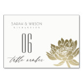 GLAMOROUS BLEEK GOLD WHITE LOTUS FLORAL TABEL KAART (Achterkant)