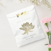 GLAMOROUS BLEEK GOLD WHITE LOTUS FLORAL WEDING BEDANKZAKJE (Gezegeld)