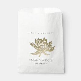 GLAMOROUS BLEEK GOLD WHITE LOTUS FLORAL WEDING BEDANKZAKJE