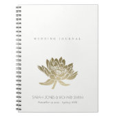 GLAMOROUS BLEEK GOLD WHITE LOTUS FLORAL WEDING NOTITIEBOEK (Voorkant)