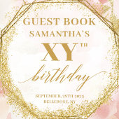 Glamorous Blush Ivory Gold Birthday Guest Book Gastenboek