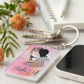 Glamorous Blush Pink Watercolor Sparkly Makeup QR Sleutelhanger (Voorkant Rechts)