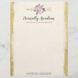 Glamorous Bohemian Floral Arrows Pink Gold Boho Briefhoofd