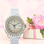 Glamorous Bridal White Enamel & Rhinestone Watch Horloge