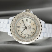 Glamorous Bridal White Enamel & Rhinestone Watch Horloge