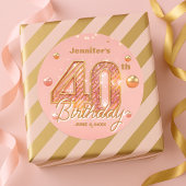Glamorous Chic Glitter Rose Gold 40th Birthday Ronde Sticker