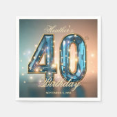 Glamorous Chic Teal Crystal 40th Birthday Party Servet (Voorkant)