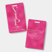 Glamorous Diamonds Pink Glitter VIP Loyaliteit Badge (Voor- en achterkant)