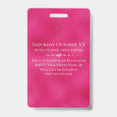 Glamorous Diamonds Pink Glitter VIP Loyaliteit Badge (Achterkant)
