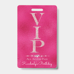 Glamorous Diamonds Pink Glitter VIP Loyaliteit Badge