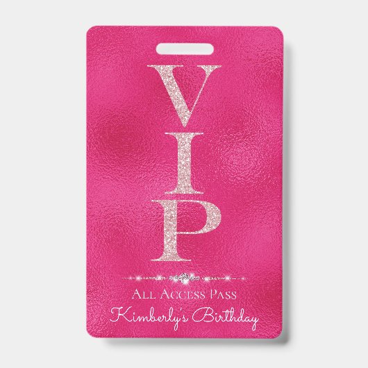 Glamorous Diamonds Pink Glitter VIP Loyaliteit Badge (Voorzijde)