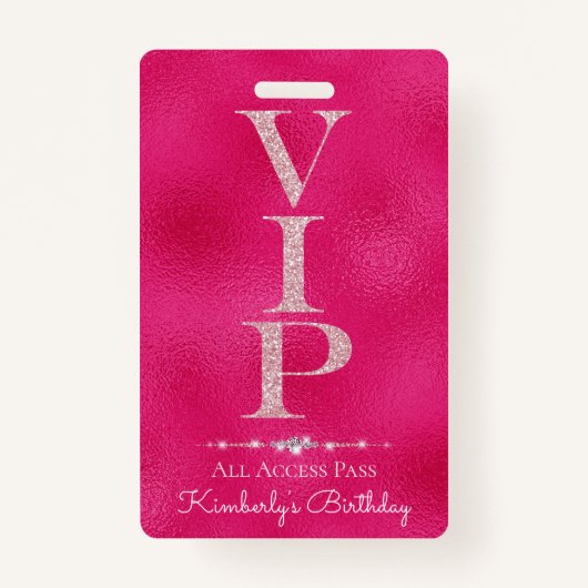 Glamorous Diamonds Pink Glitter VIP Loyaliteit Badge (Voorkant)
