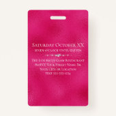 Glamorous Diamonds Pink Glitter VIP Loyaliteit Badge (Achterkant)