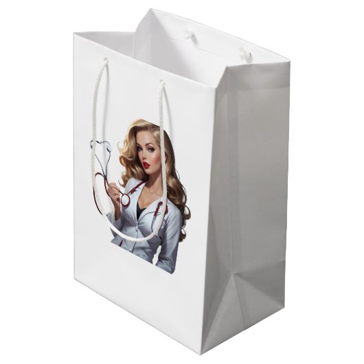 Glamorous Doctor with Heart Stethoscope - Elegant Medium Cadeauzakje (Achterkant Gekanteld)