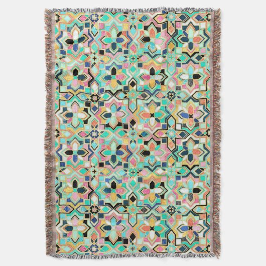 Glamorous Gilded Moroccan Tile Pattern Deken (Voorkant Verticaal)