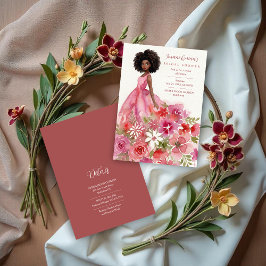 Glamorous Girl Lovely Pink Floral Bridal Shower Kaart