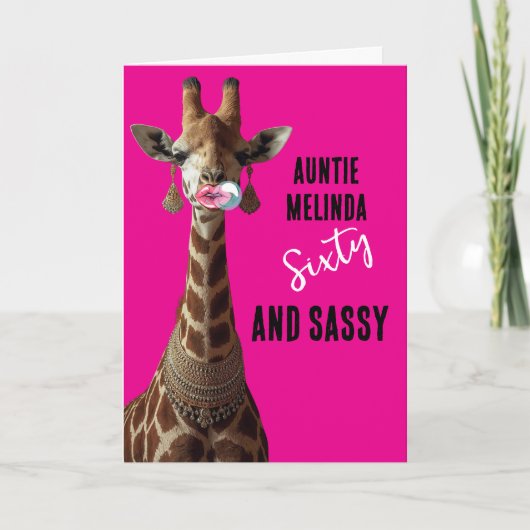 Glamorous Girraffe Sassy at 60 Birthday Card Kaart (Voorkant)