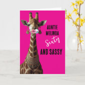 Glamorous Girraffe Sassy at 60 Birthday Card Kaart (Gele Bloem)