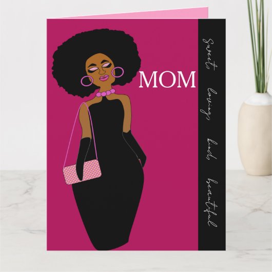 Glamorous Glam African American Mother Birthday Kaart (Voorkant)