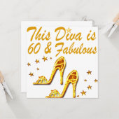 GLAMOROUS GOLD 60E BIRTHDAY KAART (Voorkant / Achterkant in situ)