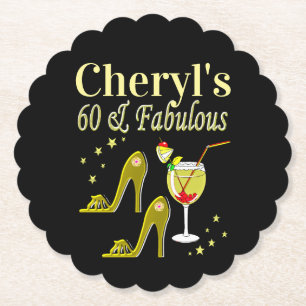 GLAMOROUS GOLD 60E BIRTHDAY KARTONNEN ONDERZETTERS