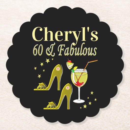 GLAMOROUS GOLD 60E BIRTHDAY KARTONNEN ONDERZETTERS (Voorkant)