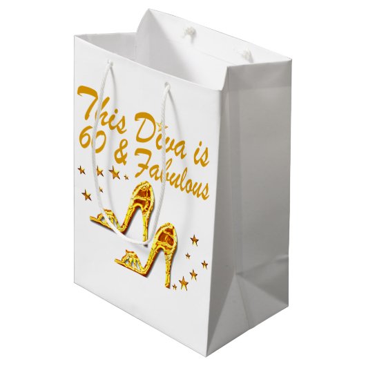 GLAMOROUS GOLD 60E BIRTHDAY MEDIUM CADEAUZAKJE (Voorkant Gekanteld)