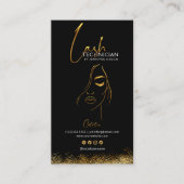 Glamorous Gold & Black Lash Tech QR Code  Visitekaartje (Voorkant)