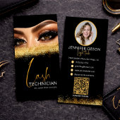 Glamorous Gold & Black Lash Tech QR Code Visitekaartje