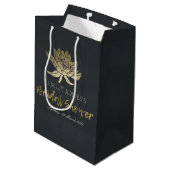 GLAMOROUS GOLD BLACK LOTUS FLORAL VRIJGEZELLENFEES MEDIUM CADEAUZAKJE (Achterkant Gekanteld)