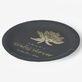 GLAMOROUS GOLD BLACK LOTUS FLORAL VRIJGEZELLENFEES PAPIEREN BORDJE (Gekanteld)
