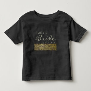 GLAMOROUS GOLD BLACK MOSAIC BRIDE SQUAD MONOGRAM KINDER SHIRTS