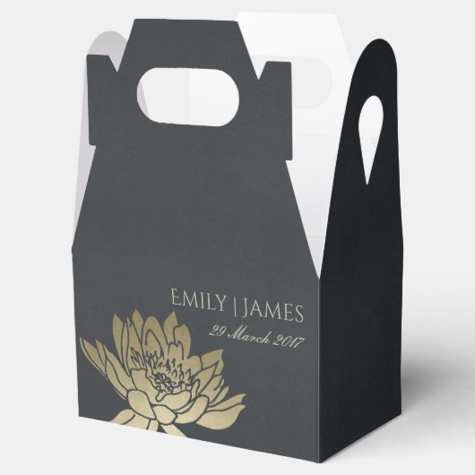 GLAMOROUS GOLD BLUE BLACK LOTUS FLORAL MONOGRAM BEDANKDOOSJES (Geopend)