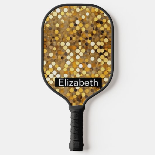 Glamorous Gold Bokeh Personalized Pickleball Paddle (Achterkant)