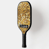 Glamorous Gold Bokeh Personalized Pickleball Paddle (Links)