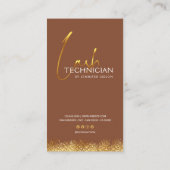 Glamorous Gold & Brown Lash Tech Afsprakenkaartje (Achterkant)