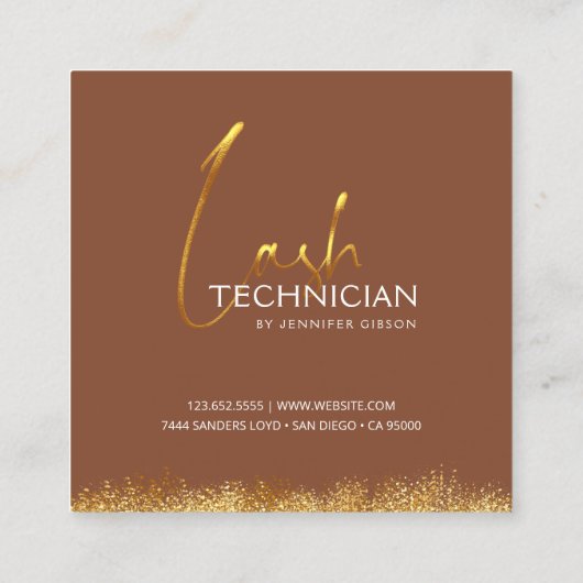 Glamorous Gold & Brown Lash Tech  Kortingskaartje (Achterkant)