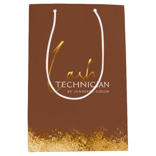 Glamorous Gold & Brown Lash Tech  Medium Cadeauzakje (Voorkant)