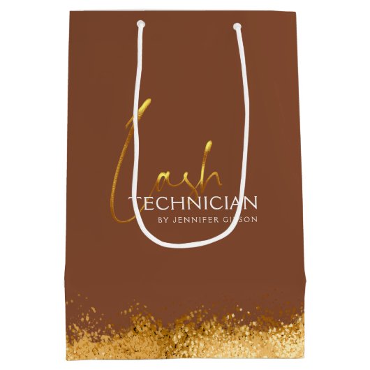 Glamorous Gold & Brown Lash Tech  Medium Cadeauzakje (Achterkant)