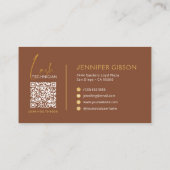 Glamorous Gold & Brown Lash Tech QR Code  Visitekaartje (Achterkant)
