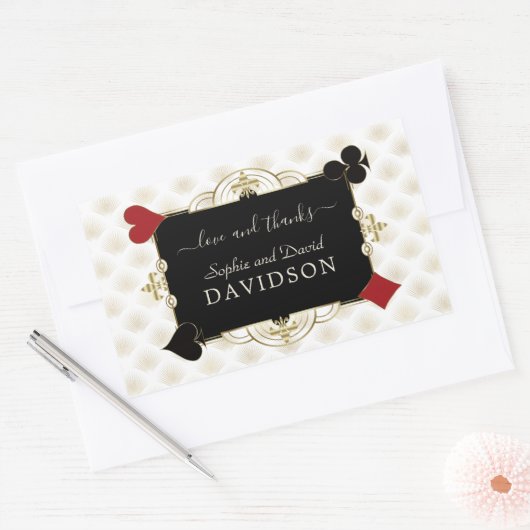 Glamorous Gold Casino Vegas Wedding Rechthoekige Sticker (Envelop)