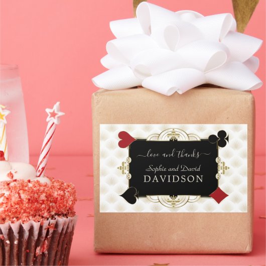 Glamorous Gold Casino Vegas Wedding Rechthoekige Sticker (Feest)