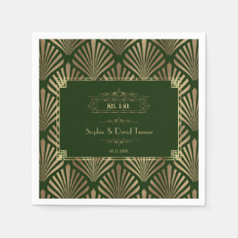 Glamorous Gold Dark Green Art Deco 1920s Wedding I Servet