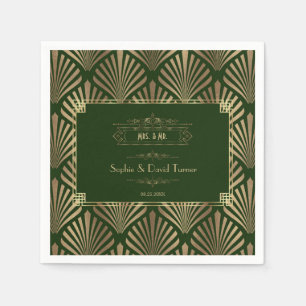 Glamorous Gold Dark Green Art Deco 1920s Wedding I Servet